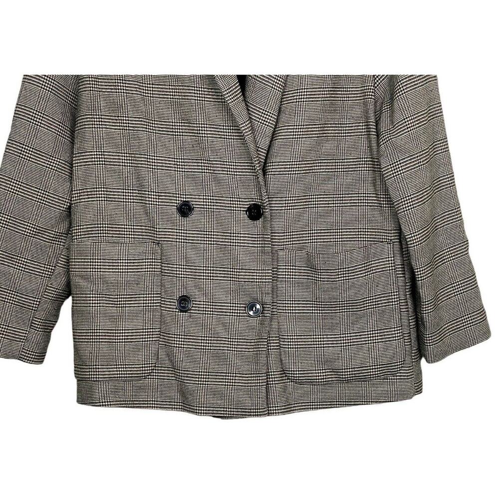 ZARA Oversized Double Breast Suit Jacket Sport Coat Blazer Pockets S / M Plaid - Picture 3 of 15
